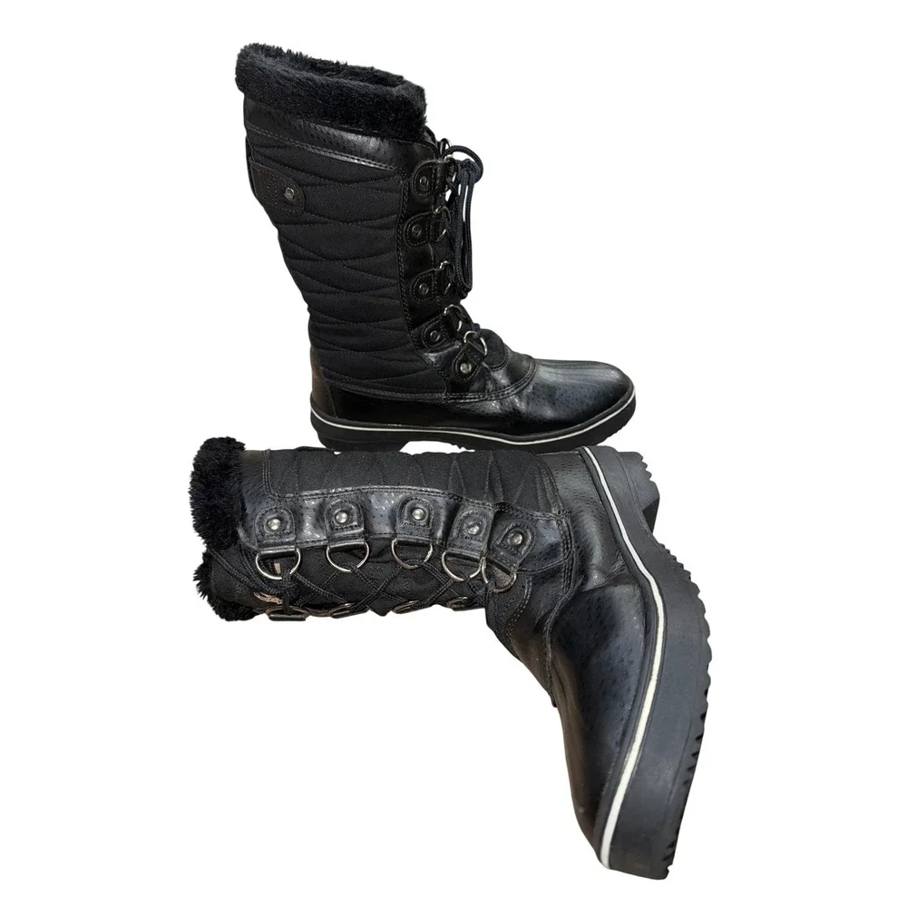 ITASCA Mid Calf Winter Boot 9 Black Outdoor Snow Gorpcore Moto Utility Lace‎ Up